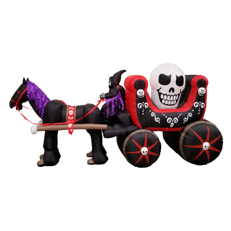 BZB Goods Halloween Inflatable Carriage with Huge Skull Indoor/Outdoor
